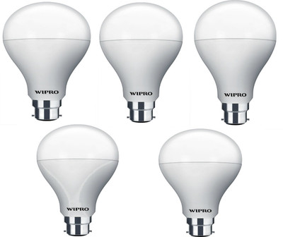 Wipro 7 W Standard B22 LED Bulb(White, Pack of 5)
