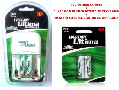 Eveready Ultima 2100 Charger (With 2AA Rech. Battery) + 2AA Rech. Battery Camera Battery Charger(White)
Eveready Ultima 2100 Charger (With 2AA Rech. Battery) + 2AA Rech. Battery Camera Battery Charger(White)