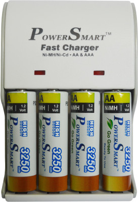 Power Smart 3250 mAH x 4AA AAA NiMH NiCD Cells 1 Ready To Use Hour 4 LED With Auto Cut Off Function PS 1002 Camera Battery Charger(White)
Power Smart 3250 mAH x 4AA AAA NiMH NiCD Cells 1 Ready To Use Hour 4 LED With Auto Cut Off Function PS 1002 Camera Battery Charger(White)