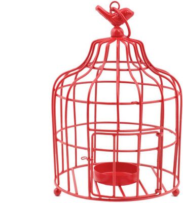 Chumbak Iron Candle Holder(Red, Pack of 1)