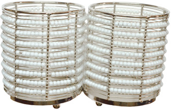 Tangerine Handcrafted Beaded T-Lite Holder Iron 2 - Cup Tealight Holder Set(White, Pack of 2)
Tangerine Handcrafted Beaded T-Lite Holder Iron 2 - Cup Tealight Holder Set(White, Pack of 2)