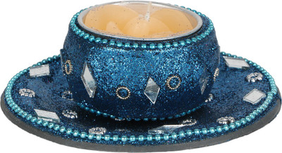Footista Aluminium 1 - Cup Tealight Holder(Blue, Yellow, Pack of 1)