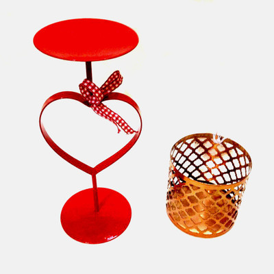 Alishba Stainless Steel Candle Holder Set(Red, Pack of 2)