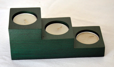 Kreatish StairsCandleStand Wooden 3 - Cup Tealight Holder(Green, Pack of 4)