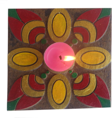 Niksang Arts Stoneware Tealight Holder(Beige, Pack of 1)