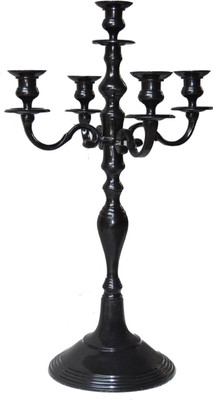 Sophies Aluminium 5 - Cup Candle Holder Set(Black, Pack of 1)