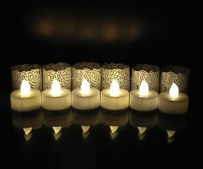 WhitePavo Flickering LED TeaLight - White Flame with Pearl White Rose Designer Paper Votive Wraps and Candle(White, Pack of 6)
WhitePavo Flickering LED TeaLight - White Flame with Pearl White Rose Designer Paper Votive Wraps and Candle(White, Pack of 6)