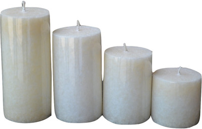 Maxime Scented Marble Pillar Candle(White, Pack of 4)