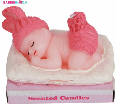 Babies Bloom Pink Sleeping Baby Birthday Decoration Scented (Set of 2) Candle(Pink, Pack of 2)