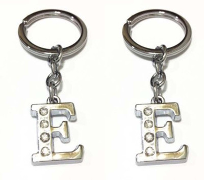 Rashi Traders 2 Alphabet E Chrome Key Chain(Silver)
