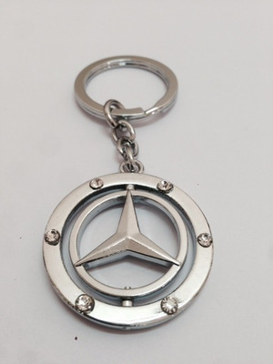 Aura Revolving Mercedes Metal Key Chain(Silver)