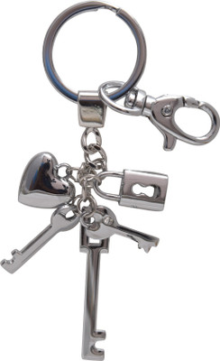 Oyedeal Heart With Lock & Key Key Chain(Silver)