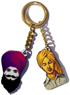 MiiCreations Punjabi Turban Singh Beard Key Chain(Gold, Purple)