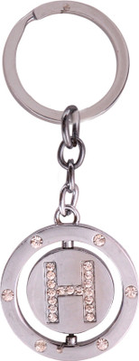 Dealfinity Studded Revolving Letter H DKYCN478 Key Chain(Silver)