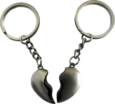 Tech Pro metal SILVER HEART SPLIT PIECE SMALL Locking Key Chain(Multicolor)