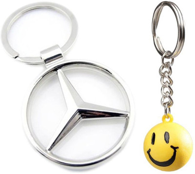 Confident 1 Marcedece Benz And 1 Smily Key Chain(Multicolor)