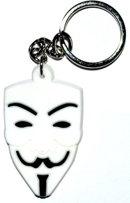 Pin to Pen Hacker Anonymous White Keychain Key Chain(White)