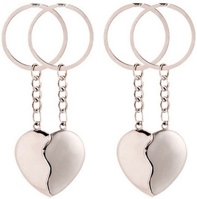 New Pinch Pack Of 2 Broken Heart Key Chain(Silver)