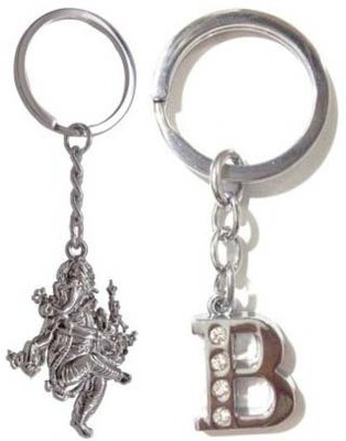 Rashi Traders Ganpati & Alphbet B Key Chain(Silver)
