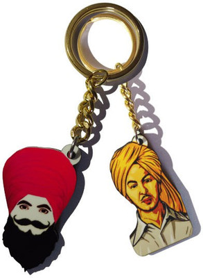 MiiCreations Punjabi Turban Singh Beard Key Chain(Gold, Pink)