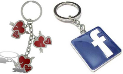 Rashi Traders Arrow 3 Heart + Facebook Key Chain(Silver)