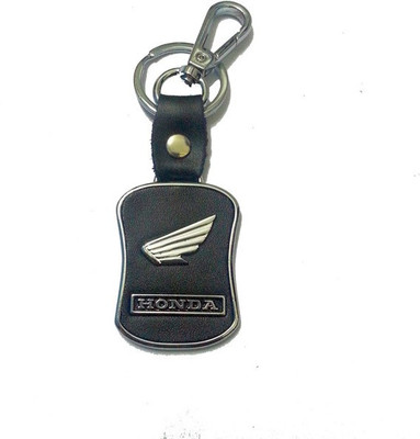Aura Imported Honda Bike Leather & Metal Key Chain(Silver, Black)