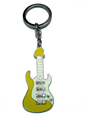 City Choice Studded Yellow Guitar Key Chain(Yellow, White)