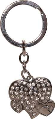 Dealfinity Studded Heart DKYCN1621 Key Chain(Silver)