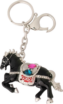Super Drool Embellished Black Horse Key Chain(Black)
