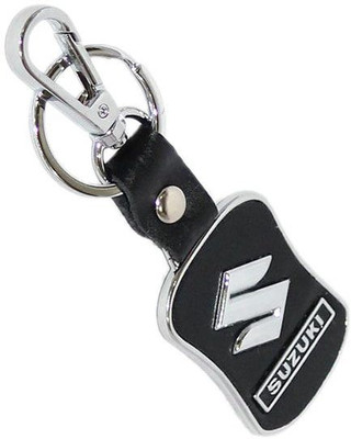 Aura MARUTI SUZUKI LEATHER AND METAL IMPORTED Key Chain(Silver, Black)