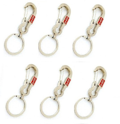 Ezone Full LEVIS Hook Pack of 6 Locking Key Chain(Silver)