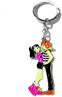 Tech Fashion Girl Hugs Boy Couple Key Chain(Black, Pink, White, Red)