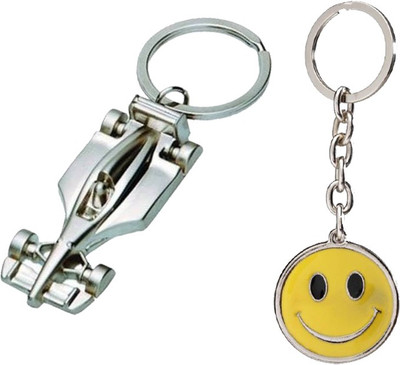 Madhuraj Combo Set of Ferrari Car and Smiley Key Chain(Silver, Yellow)