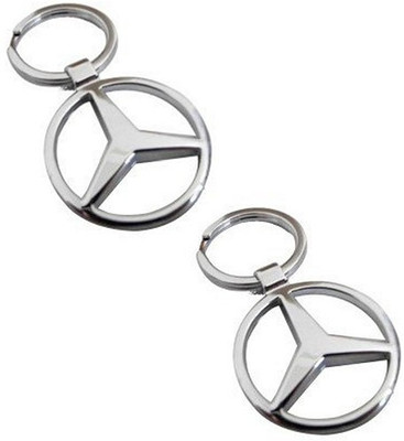 Aura Set Of 2 Imported Mercedes Benz Full Metal Locking Key Chain(Silver)