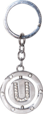 Oyedeal Kycn599 Studded Revolving Letter U Key Chain(Silver)
