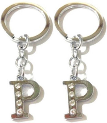 Rashi Traders 2 Alphabet P Chrome Key Chain(Silver)