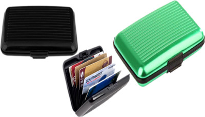 Alexus 6 Card Holder(Set of 2, Black, Green)