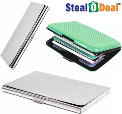 Stealodeal 2pc Silver Stainless Steel with Green Security Credit/Debit 10 Card Holder(Set of 3, Silver, Green)
Stealodeal 2pc Silver Stainless Steel with Green Security Credit/Debit 10 Card Holder(Set of 3, Silver, Green)