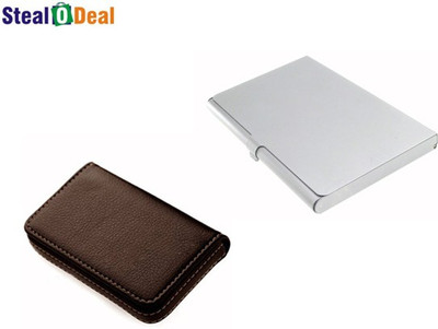Stealodeal Full Brown Leather With Simple Steel 15 Card Holder(Set of 2, Brown, Silver)
Stealodeal Full Brown Leather With Simple Steel 15 Card Holder(Set of 2, Brown, Silver)