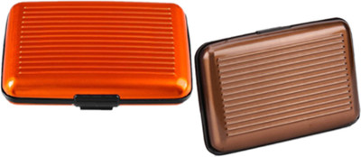 Alexus 6 Card Holder(Set of 2, Brown, Orange)