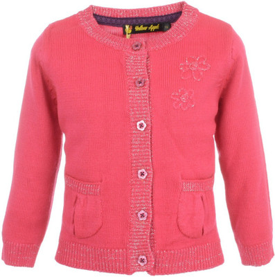 Yellow Apple Baby Girls Button Cardigan, Pink