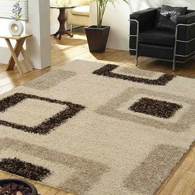 Presto Beige Polyester Carpet(120 cm X 180 cm)