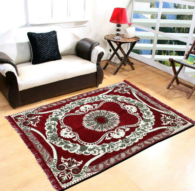 Ridhi Sidhi Collection Maroon Velvet Carpet(150 cm X 210 cm)
