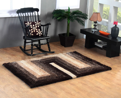Excel Bazaar Beige Polyester Carpet(120 cm X 180 cm)
