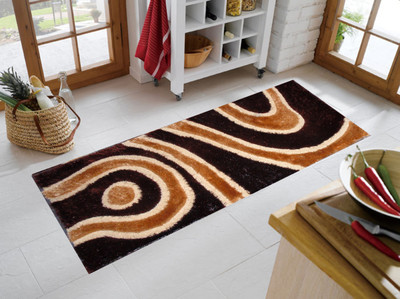 Presto Brown Polyester Carpet(55 cm X 138 cm)