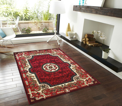PRESTO BAZAAR Maroon Wool Area Rug(180 cm X 270 cm)