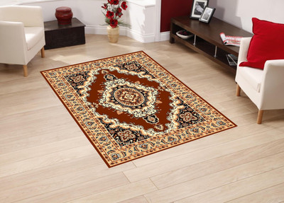 Presto Brown Polyester Carpet(110 cm X 170 cm)