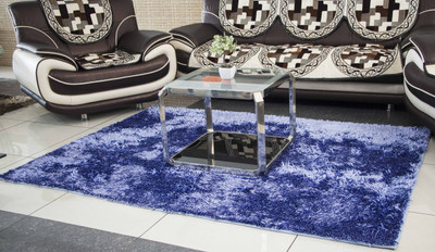 New Fabric Art Blue Cotton Polyester Blend Carpet(92 cm X 152 cm)