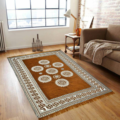 Stella Creations Gold Cotton Carpet(121 cm X 183 cm)