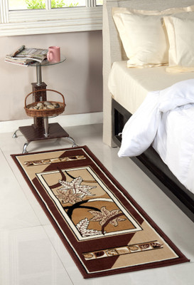 FabLooms Beige, Brown Polypropylene Carpet(55 cm X 175 cm)